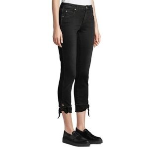 AMO Tie Ankle Jean Black Slim Fit Mid Rise Sz 30